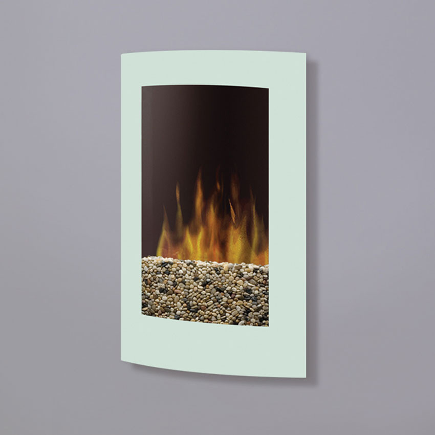White Wall Mount Electric Fireplace
 Features