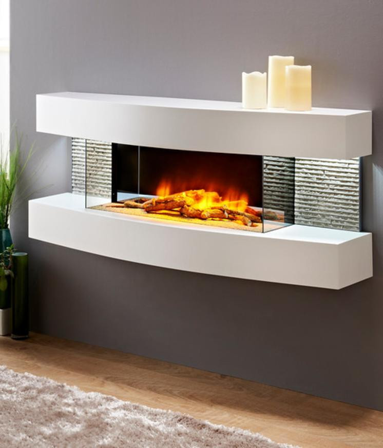 White Wall Mount Electric Fireplace
 Fireplace World Miami Curve Modern Electric Fireplace Wall