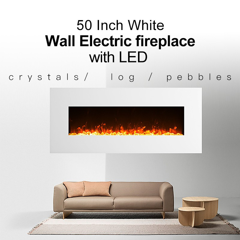 White Wall Mount Electric Fireplace
 1500W 50" White Wall Mounted Electric Fireplace Heater