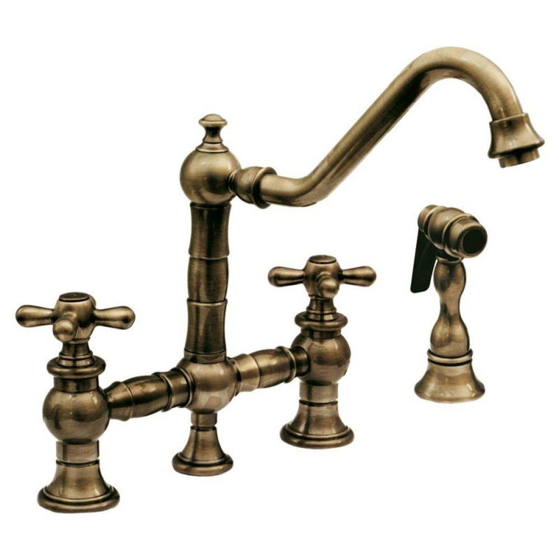 Whitehaus Kitchen Faucet
 Whitehaus WHKBTCR3 9201 ABRAS Antique Brass Double Handle