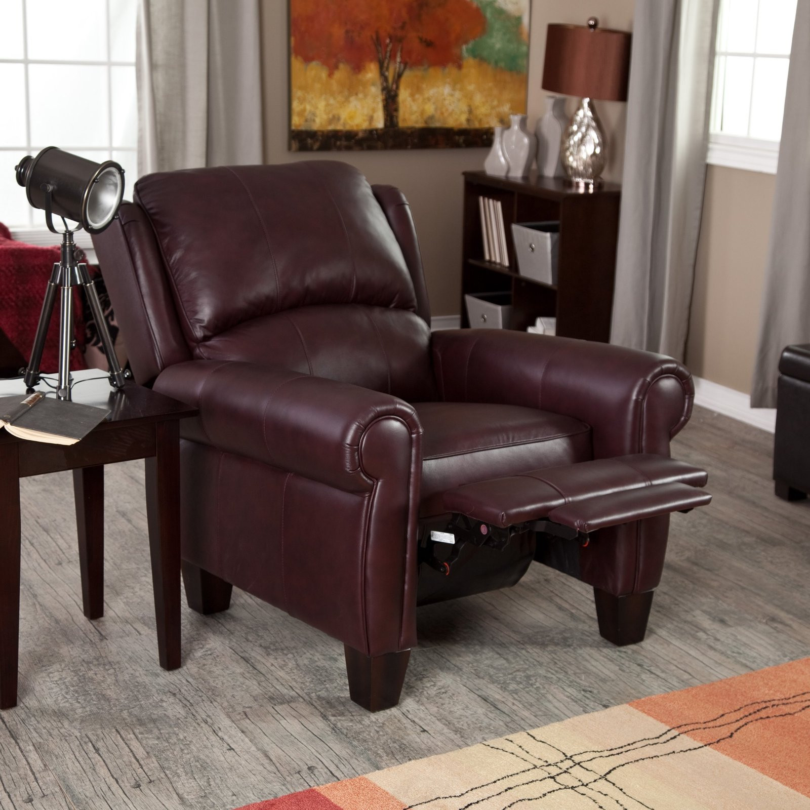 Wing Chairs For Living Room
 Leather Recliner Chair Home Burgundy Push Back Wingback