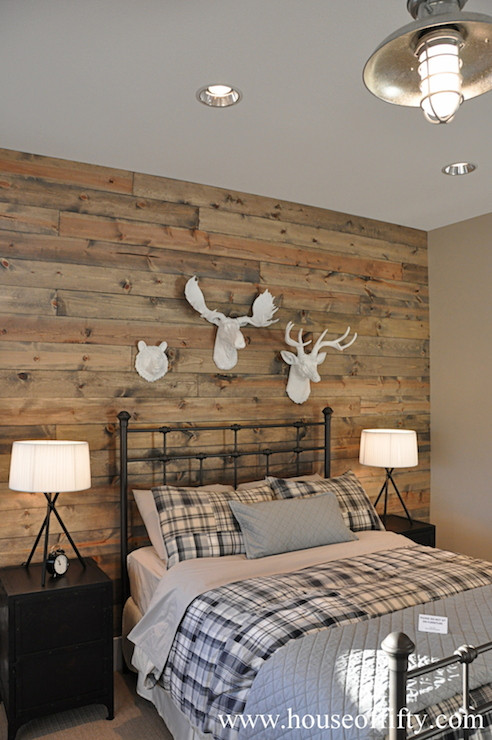 Wooden Accent Wall Bedroom
 Wood Accent Wall Country bedroom House of Fifty