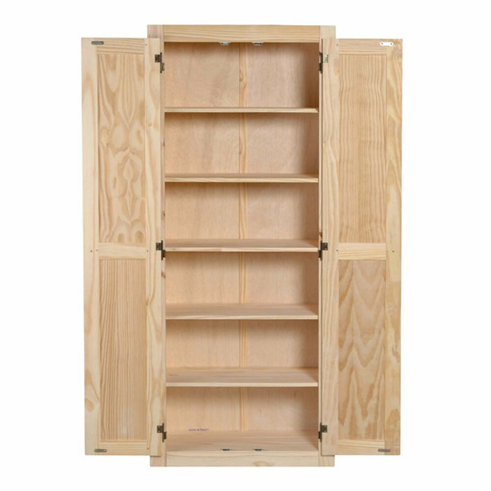 Wooden Kitchen Storage
 Kitchen Pantry Storage Cabinet Unfinished Pine Wood 6