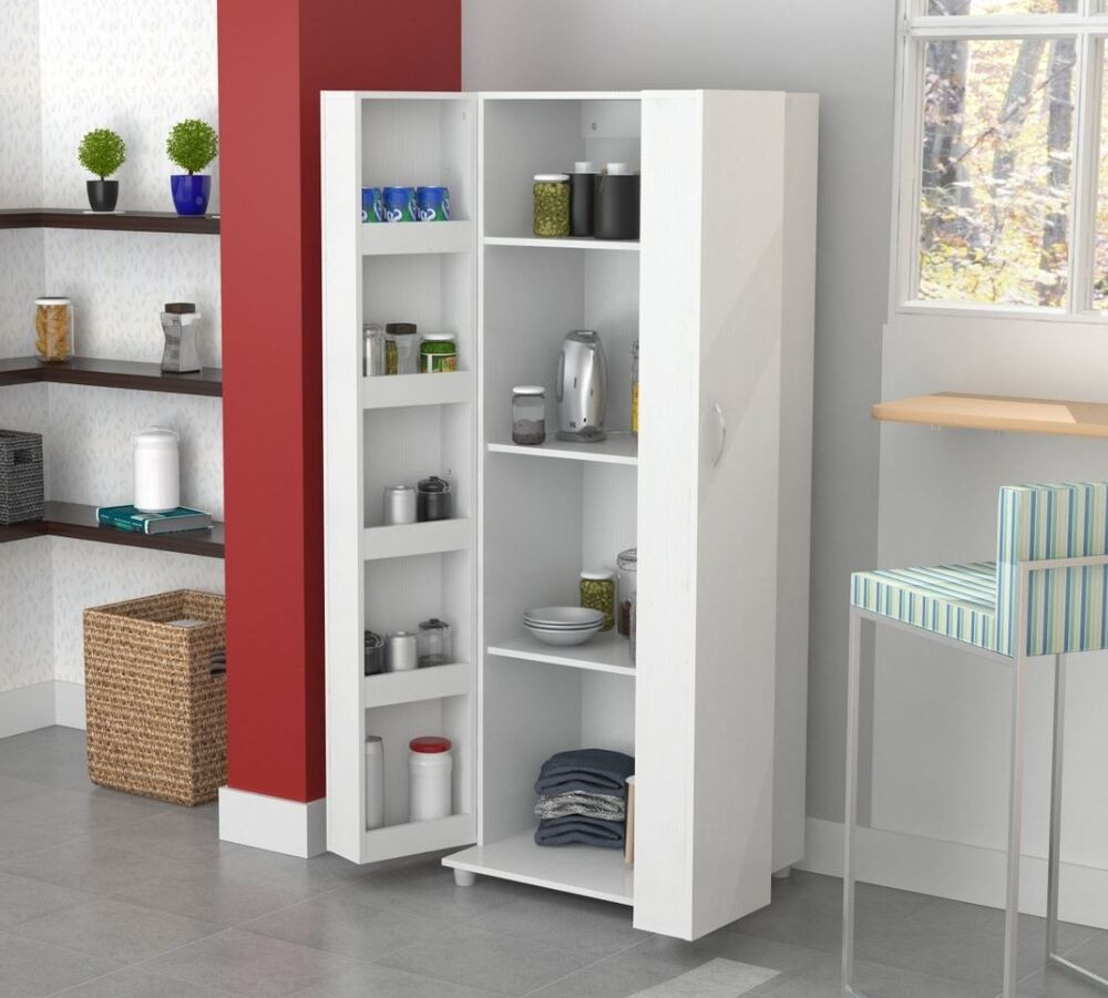 Wooden Kitchen Storage
 Tall Kitchen Cabinet Storage White Food Pantry Shelf