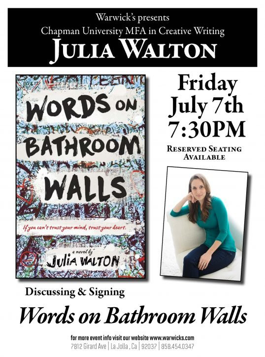 Words On Bathroom Walls Movie
 "Words on Bathroom Walls" Novel Published by RBV Alum