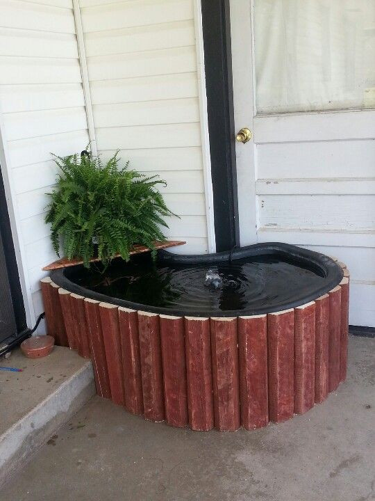 Diy Above Ground Koi Pond
 Just made our koi pond on front porch using a plastic pond