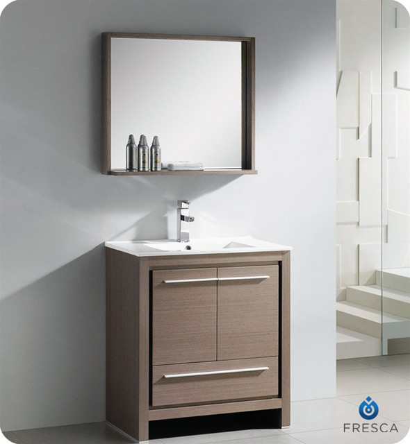 Gray Bathroom Mirror
 Fresca Allier 30 inch Grey Oak Modern Bathroom Vanity with