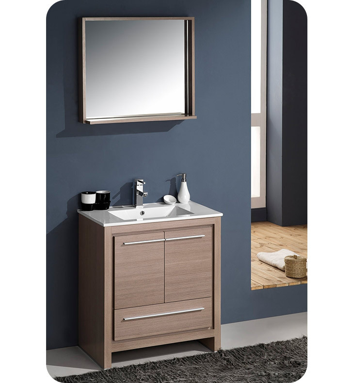 Gray Bathroom Mirror
 Fresca FVN8130GO Allier 30" Modern Bathroom Vanity with