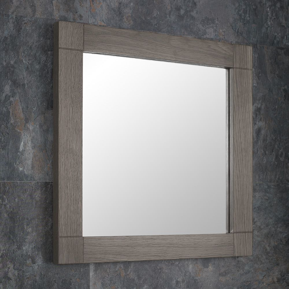Gray Bathroom Mirror
 DUE MID MARCH 2019 Grey Wash Solid Oak 600mm Square Wall