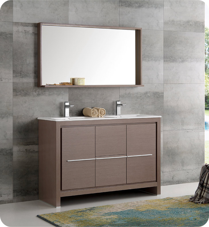 Gray Bathroom Mirror
 Fresca FVN8148GO D Allier 48" Gray Oak Modern Double Sink