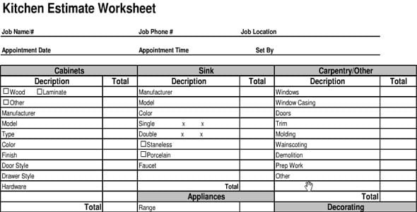 Kitchen Remodel Cost Estimator
 4 Kitchen Remodel Cost Calculators – Word Templates